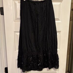 FUTURE PARADISE Anthropologie 10 Boho Black Skirt Whimsigoth Sequins Lace Y2K